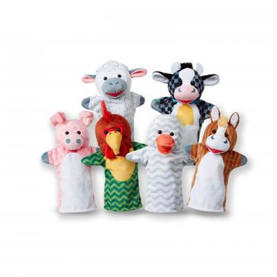 Set 6 papusi de mana Animale de la ferma, +2 ani, Melissa&Doug