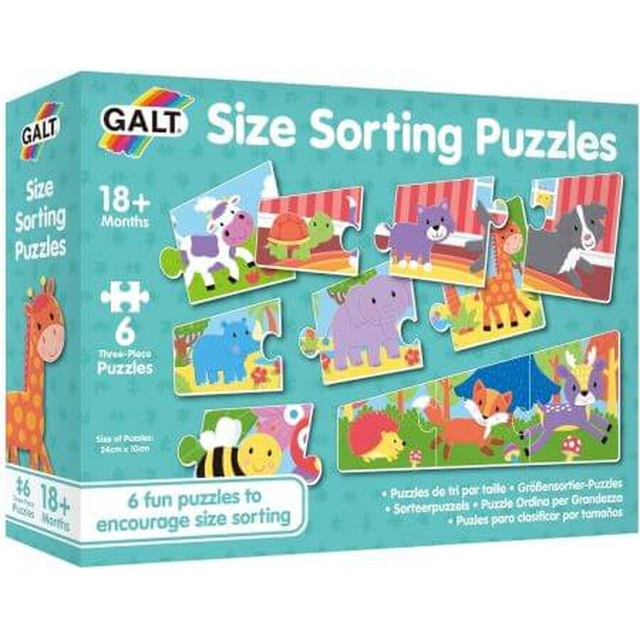 Set 6 Puzzle animalute jucause, 3 piese, Galt