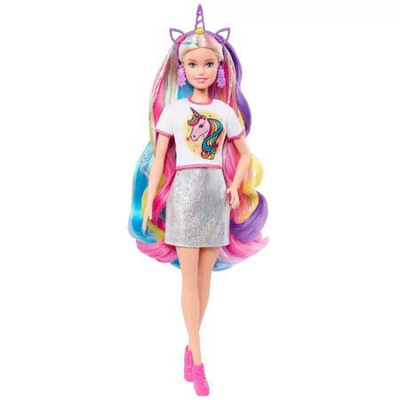 Set de jeu, poupée Barbie aux cheveux brillants