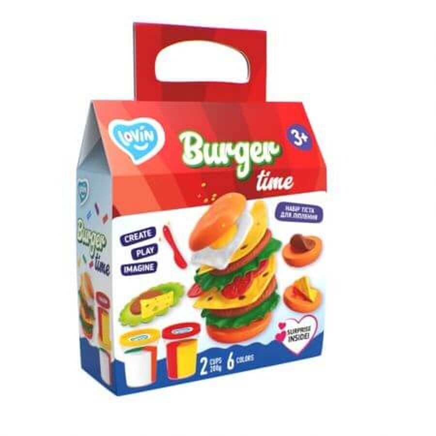 Set plastilina Burger Time Lovin'Do, +3 ani, 6 culori, Okto