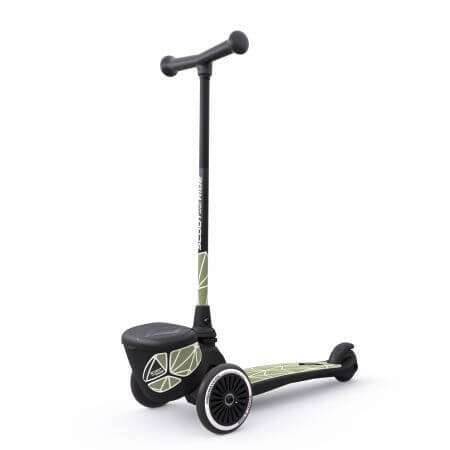 Patinete infantil plegable Highwaykik 2 con portajuguetes, +2 años, Lifestyle Green line, Scoot &amp; Ride