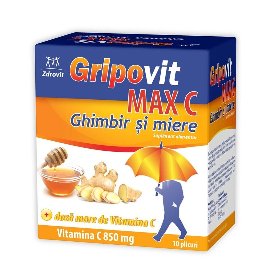 Gripovit Max C Ingwer und Honig, 10 Portionsbeutel, Zdrovit