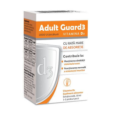 Adult Guard3 2000 IU Vitamina D3, 10 ml, Evital