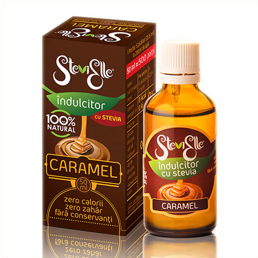 SteviElle Edulcorante de Stevia con sabor a caramelo, 50 ml, Hermes Natural