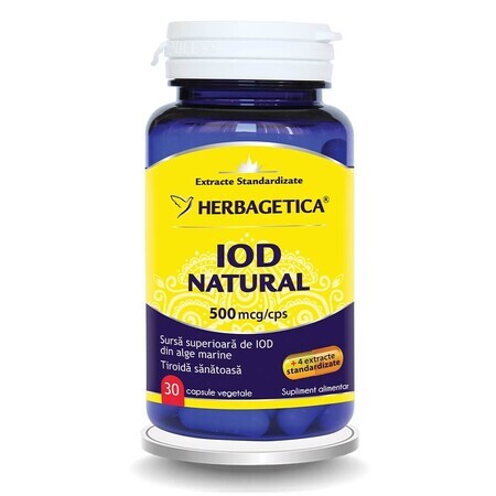 Yodo Natural 500mcg, 30 cápsulas, Herbagetica