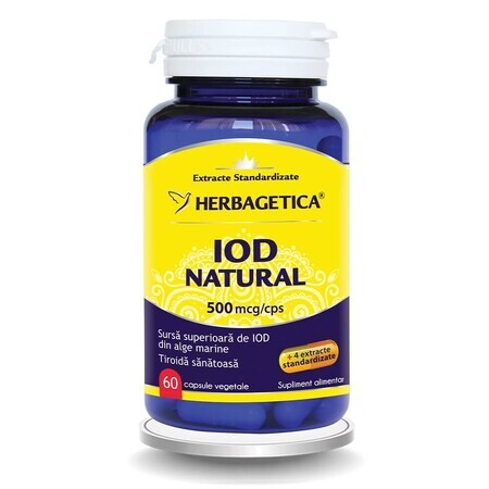 Yodo Natural 500mcg, 60 cápsulas, Herbagetica