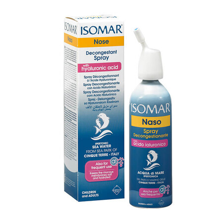 Isomar spray nasal descongestionante con Ácido Hialurónico, 100 ml, Euritalia