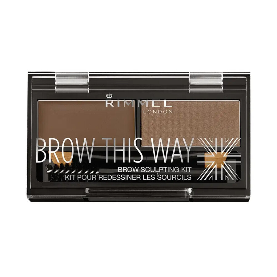 Brow This Way Kit Contorno de Cejas 002 Marrón Medio, 1,4 g, Rimmel London