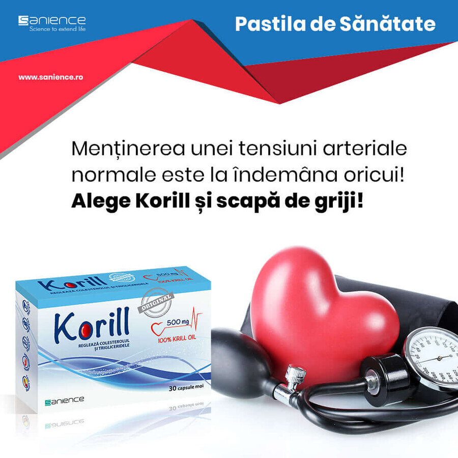 Korill aceite de krill puro 500 mg, 30 cápsulas, Sanience