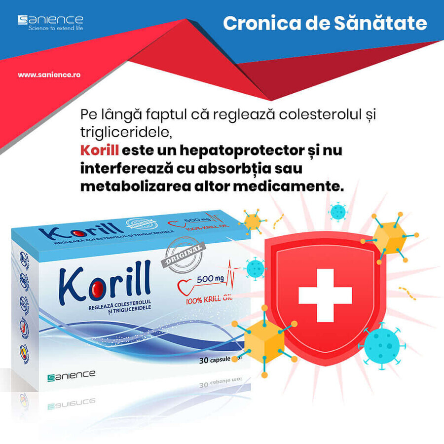 Korill aceite de krill puro 500 mg, 30 cápsulas, Sanience