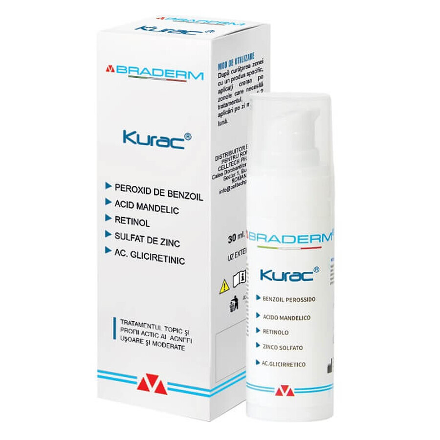 Kurac crema de tratamiento del acné, 30 ml, Braderm