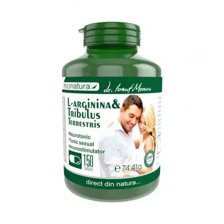 L-arginina si Tribulus Terrestris, 150 capsule, Pro Natura