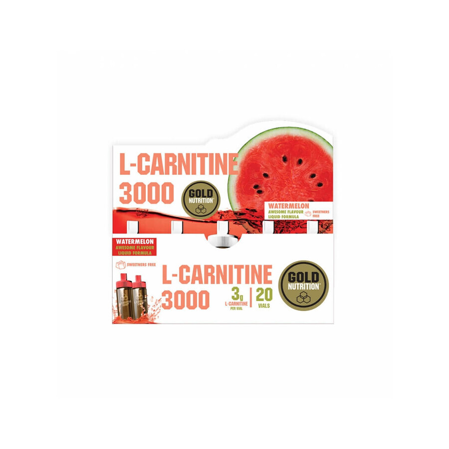 L-Carnitina 3000 mg con sabor a sandía, 20 viales, Gold Nutrition