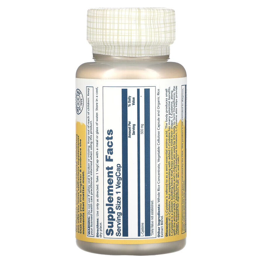 L-cisteina 500mg Solaray, 30 capsule, Secom