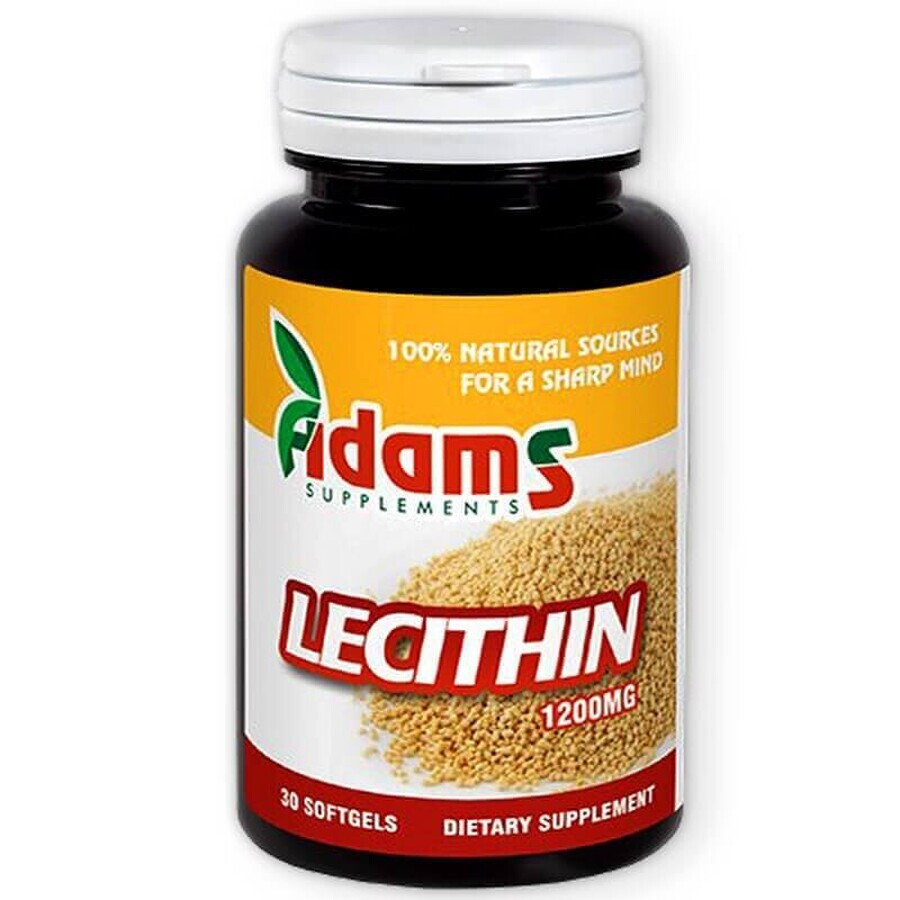 Lécithine 1200 mg, 30 gélules, Adams Vision