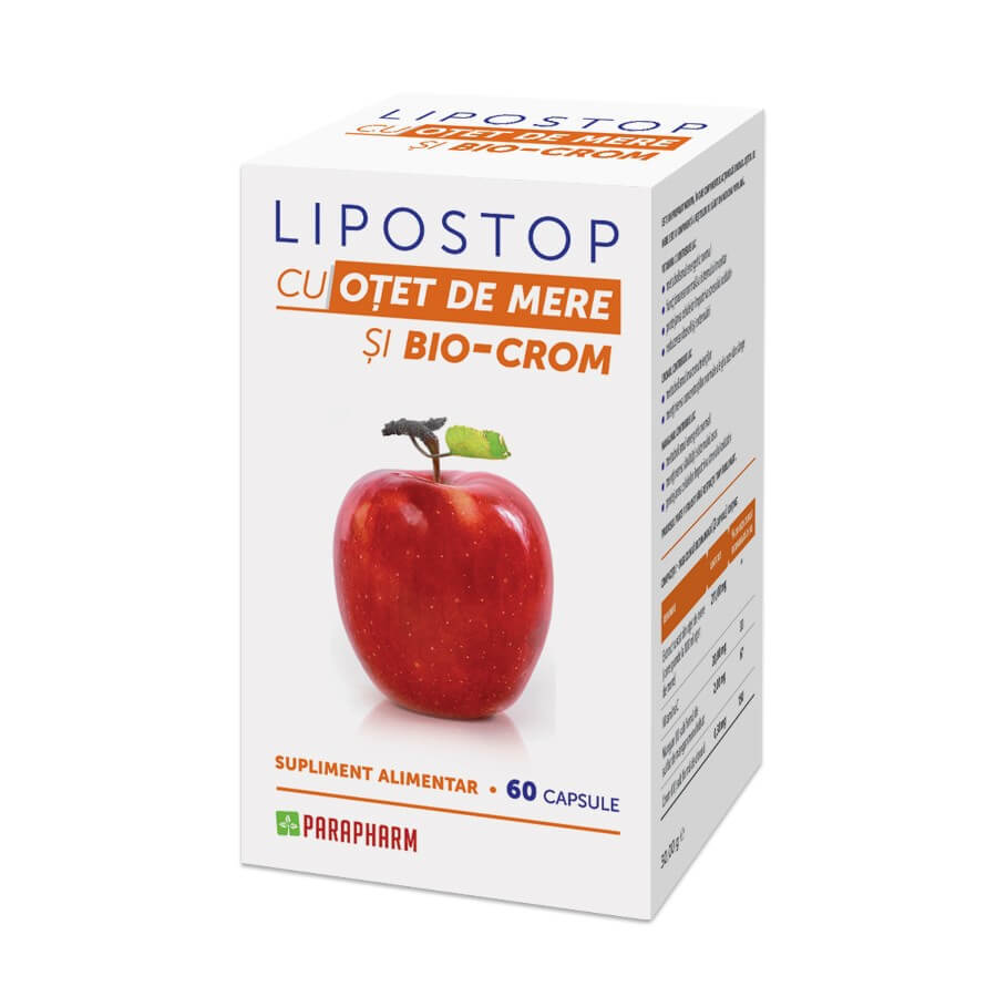 Lipostop cu oțet de Mere, 60 capsule, Parapharm