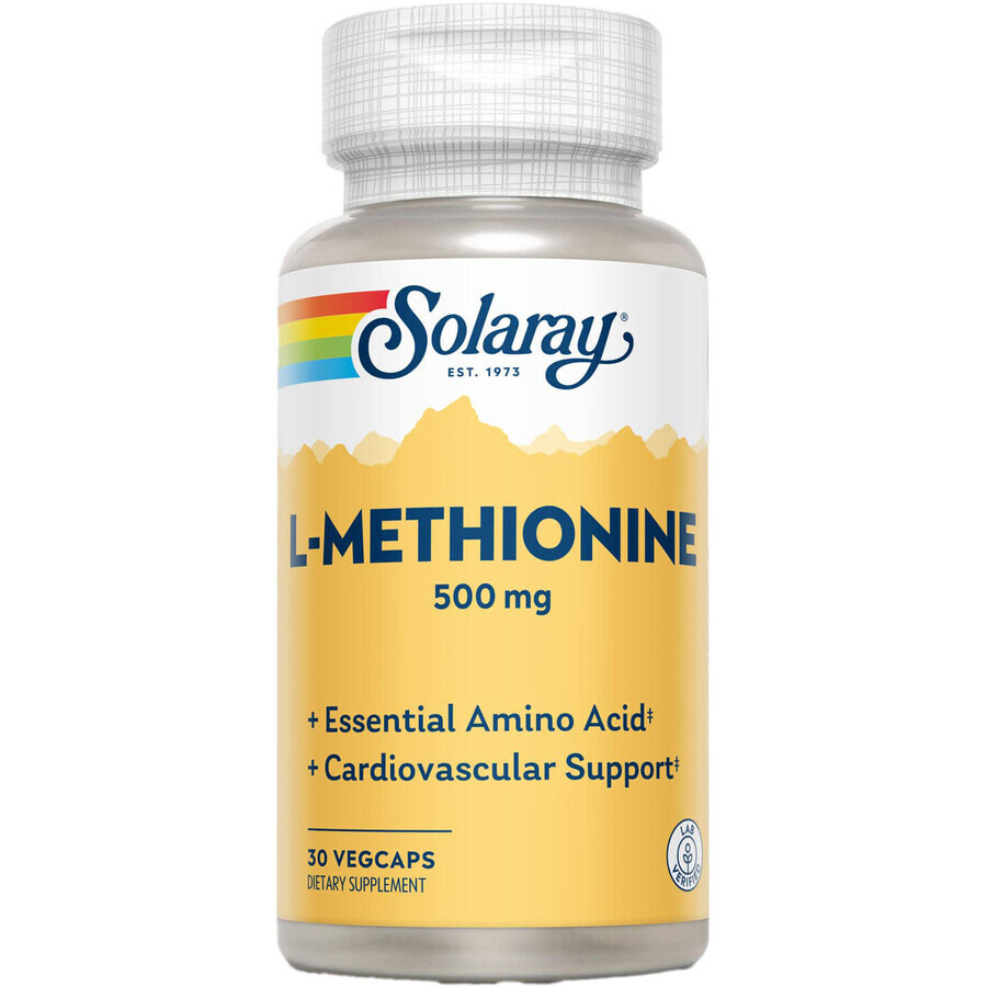 L-Metionina 500mg Solaray, 30 cápsulas, Secom