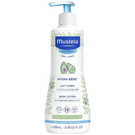 Hydra Bebé Loción Corporal Hidratante Piel Normal, 500 ml, Mustela