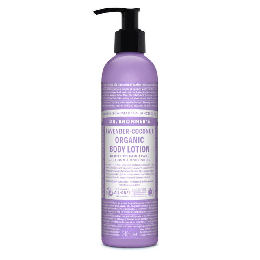 Loción para cuerpo y manos con lavanda y coco, 240 ml, Dr. Bronner's