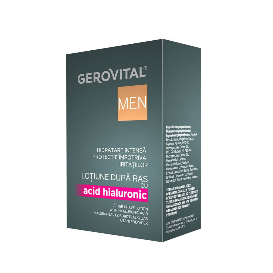 Loción para después del afeitado con ácido hialurónico Gerovital Men, 100 ml, Farmec