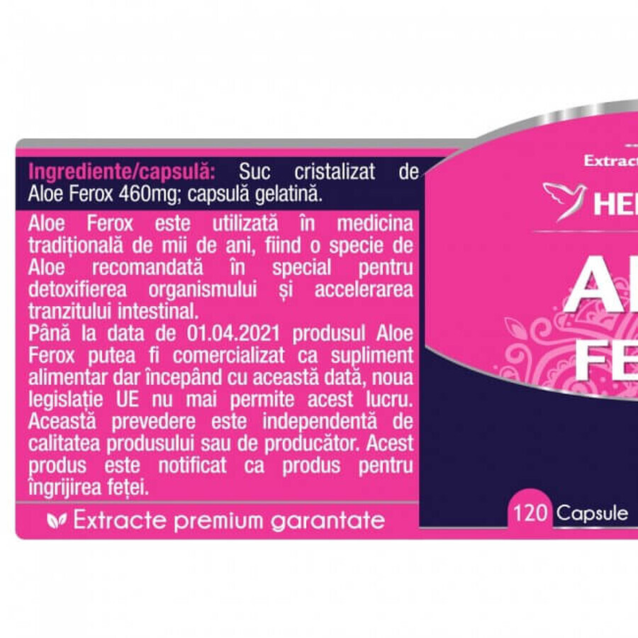 Aloe Ferox, 120 capsules, Herbagetica