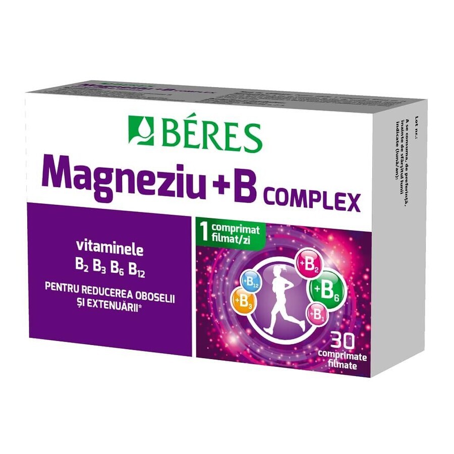 Magneziu + B complex, 30 comprimate filmate, Beres Pharmaceuticals Co