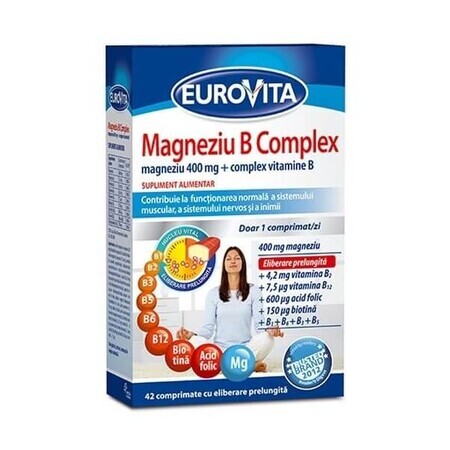 Magneziu B Complex 500 mg, 42 compresse, Eurovita