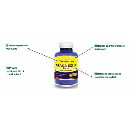 Magnesio organico con complesso vitaminico B, 120 capsule, Herbagetica