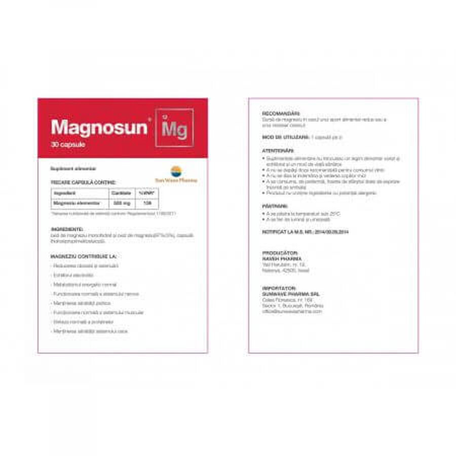 Magnosun, 30 cápsulas, Sun Wave Pharma