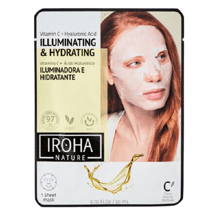 Maschera viso illuminante su supporto tessile, 23 ml, Iroha