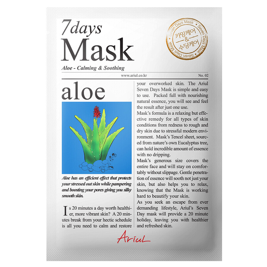 7Days Mascarilla con aloe vera, 20 g, Ariul