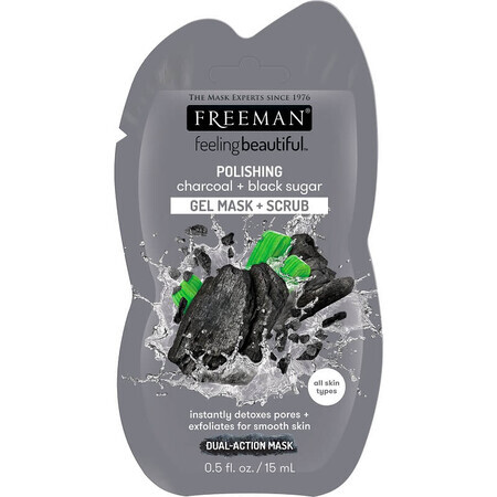 Exfoliërend Gelmasker met Houtskool en Zwarte Suiker, 15 ml, Freeman