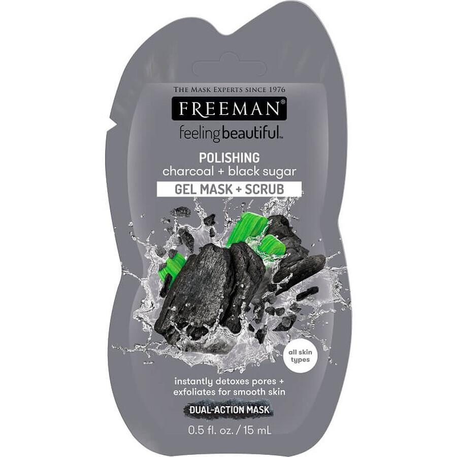 Mascarilla exfoliante de carbón vegetal y azúcar negro, 15 ml, Freeman