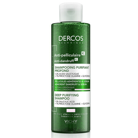 Vichy Dercos K Champú Purificante Anticaspa, 250 ml