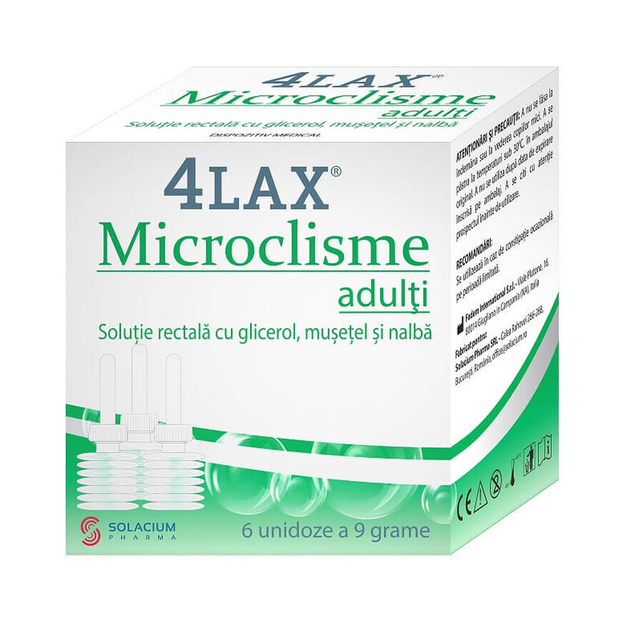 Microclism adultos 4Lax, 6 unidades x 9 g, Solacium Pharma