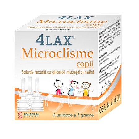 Micro clisteri per bambini 4Lax, 6 dosi singole x 3 g, Solacium Pharma