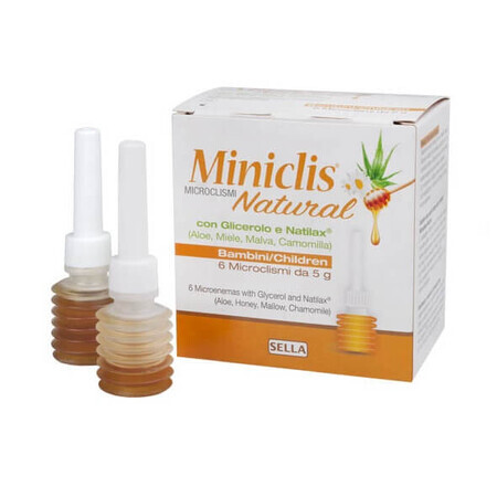 Miniclis Natural Bambini Lassativo, 6 Microclismi, Sella Farmaceutici