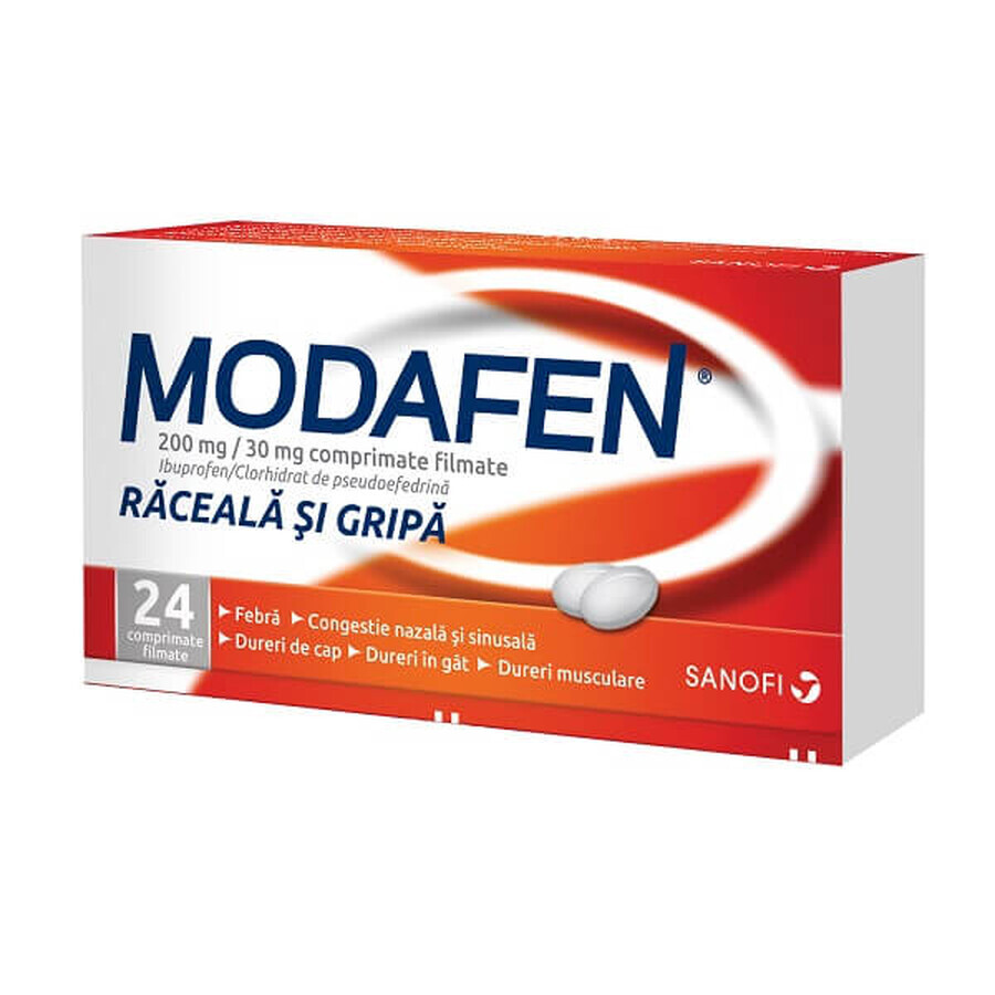 Modafen resfriado y gripe, 24 comprimidos, Sanofi