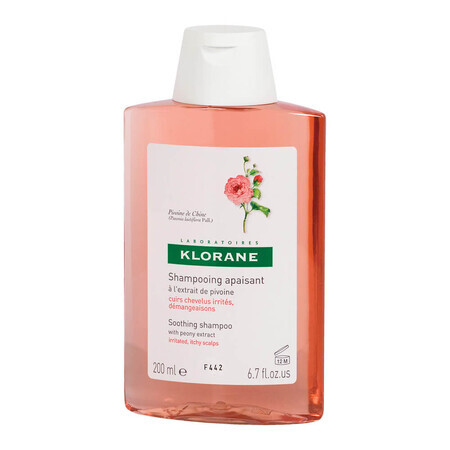 Shampooing à l'extrait de pivoine pour cuir chevelu sensible et irrité, 200 ml, Klorane