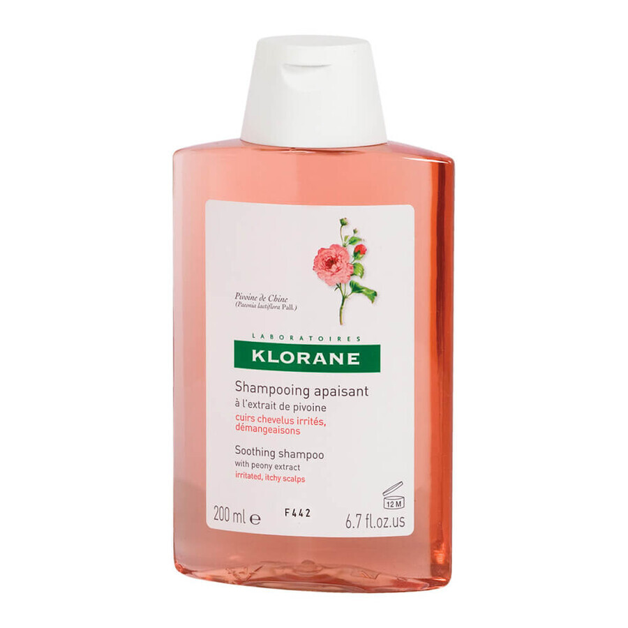 Champú con extracto de peonía para cuero cabelludo sensible e irritado, 200 ml, Klorane