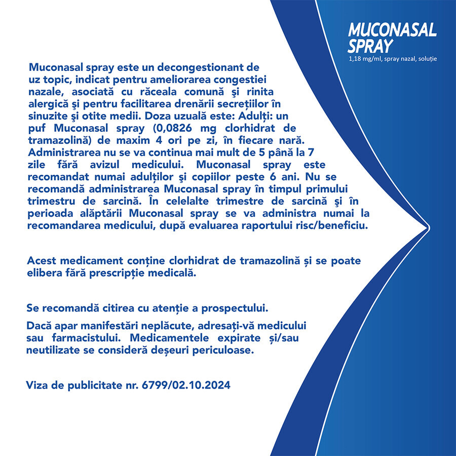 Muconasal spray 1,18 mg, 10 ml, spray nasal, solución, Sanofi