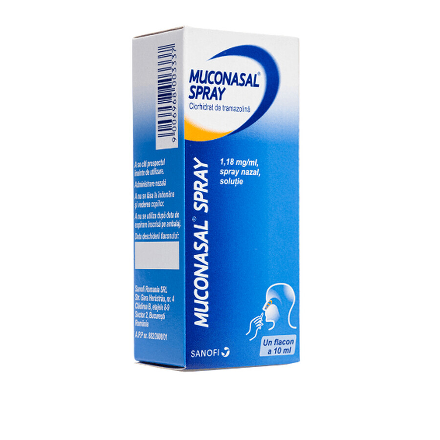 Muconasal spray 1,18 mg, 10 ml, spray nasal, solution, Sanofi