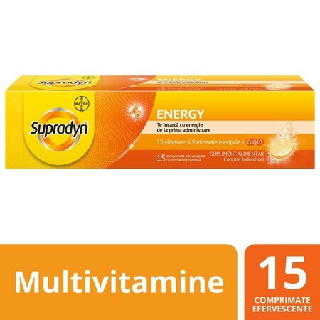 Multivitaminici e minerali con Coenzima Q10 Supradyn Energy, 15 compresse effervescenti, Bayer