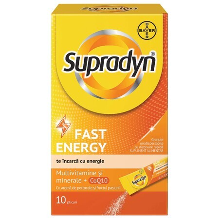 Supradyn Fast Energy, Multivitaminas, 10 sobres gránulos bucodispersables de disolución rápida, Bayer