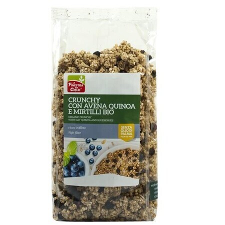 Musli crujiente con copos de avena, quinoa y arándanos, 375 g, La Finestra Sul Cielo