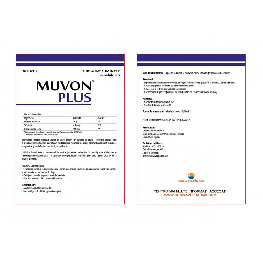 Muvon Plus, 30 plicuri, Sun Wave Pharma