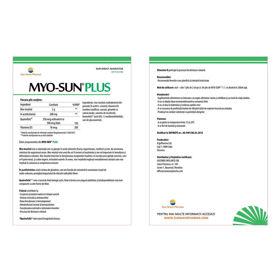 Myo-Sun Plus, 30 bustine, Sun Wave Pharma