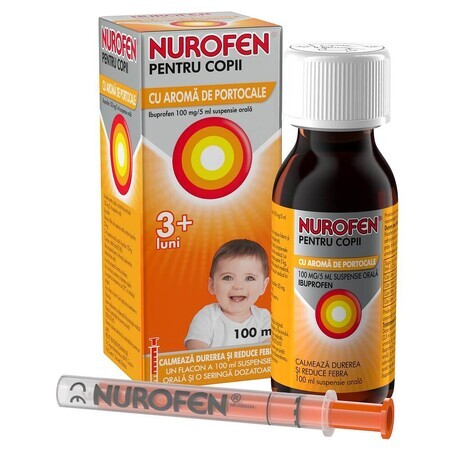 Nurofen 100mg para niños de 3 meses sabor naranja, 100 ml, Reckitt Benckiser Healthcare