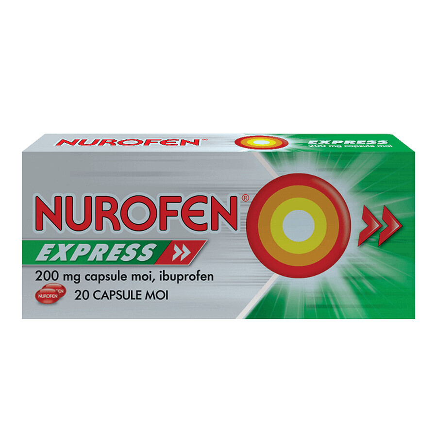 Nurofen Express 200 mg, 20 cápsulas, Reckitt Benckiser Healthcare