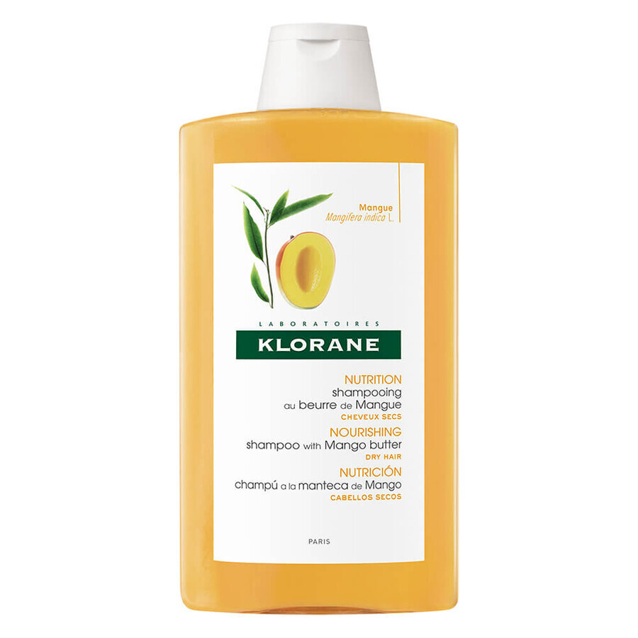 Voedende shampoo met mangoboter voor droog haar, 400 ml, Klorane